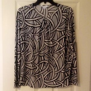 Liz Claiborne Abstract Black and White Blouse